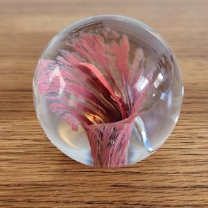 Vintage 1994 Hot Island Studio Art Glass Signed Paperweight Hibiscus Flower Maui